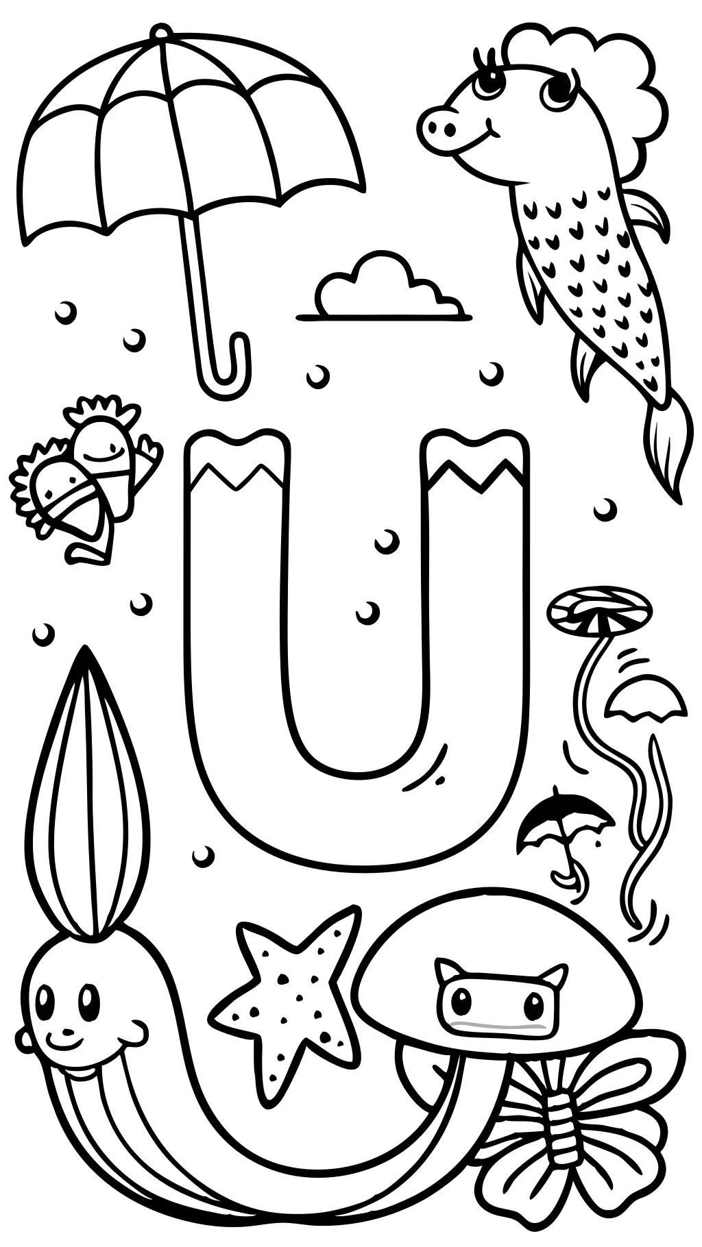 coloriage de lettre u